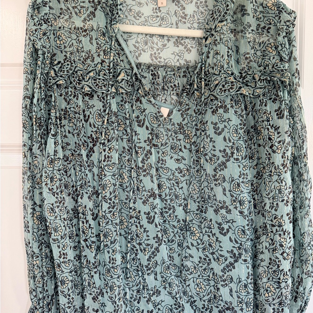 Cleobella Teal Floral Blouse